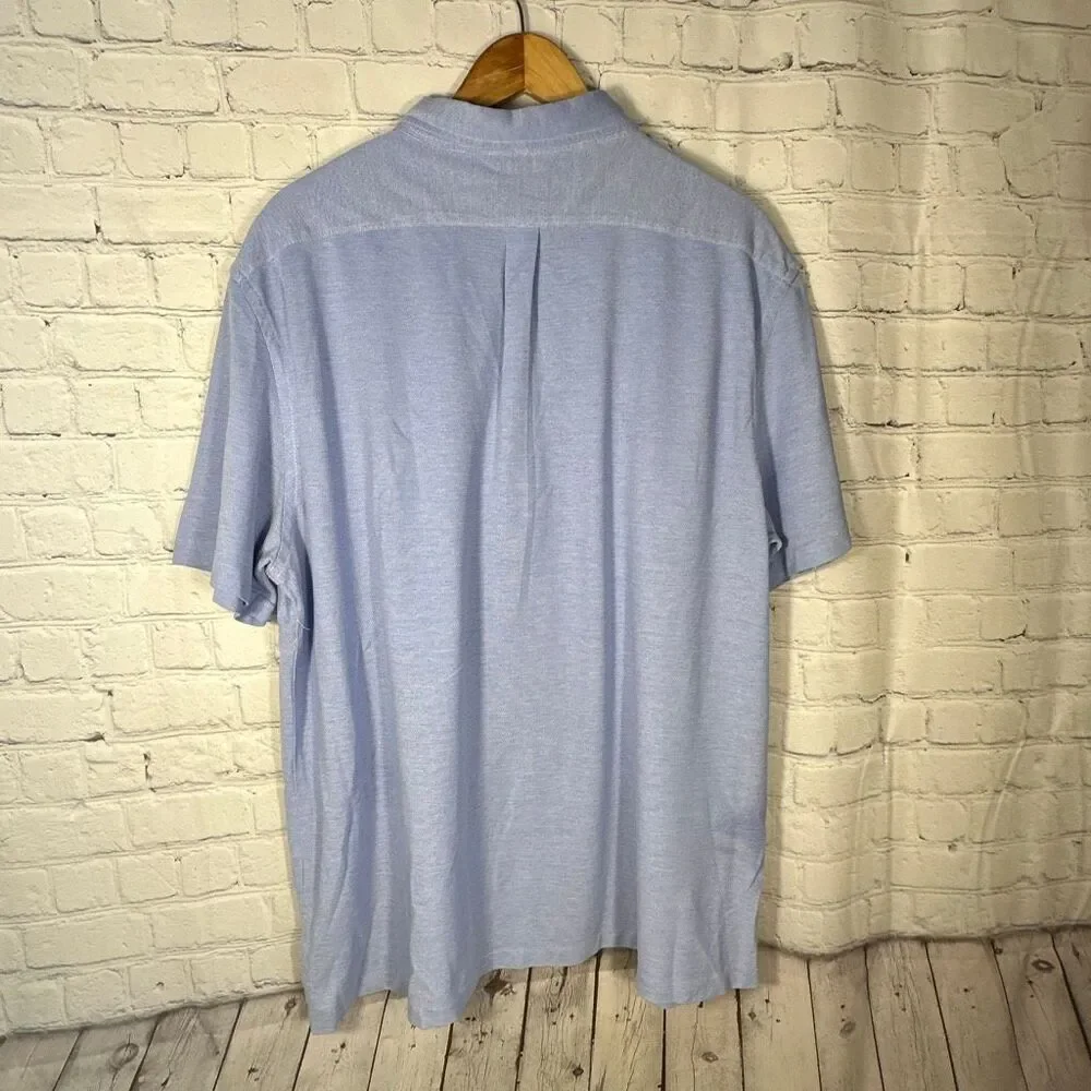 Ralph Lauren Knit Oxford‎ Shirt Mens XXL Blue Short Sleeve Color Flesh Pony